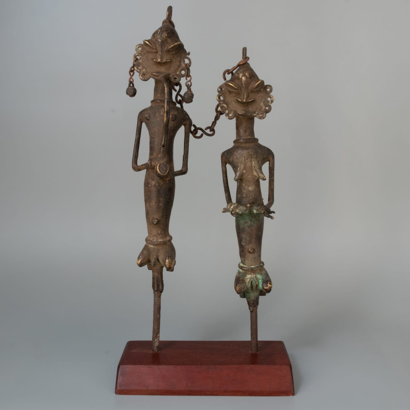 Yoruba Linked Pair of Brass Edan Sculptures, 19th Century CE - 20th Century CE