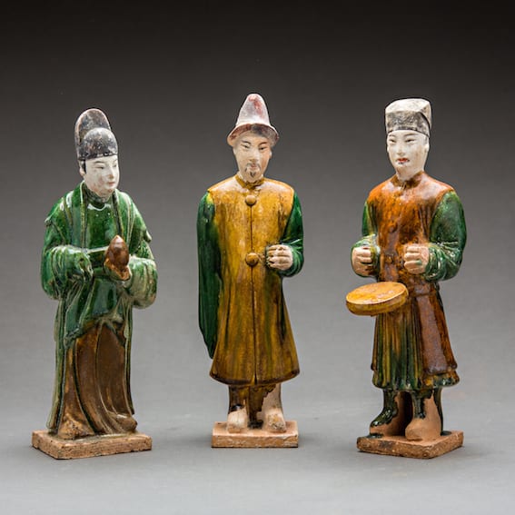 Set of Three Ming Glazed Terracotta Attendants, 1368 CE - 1644 CE