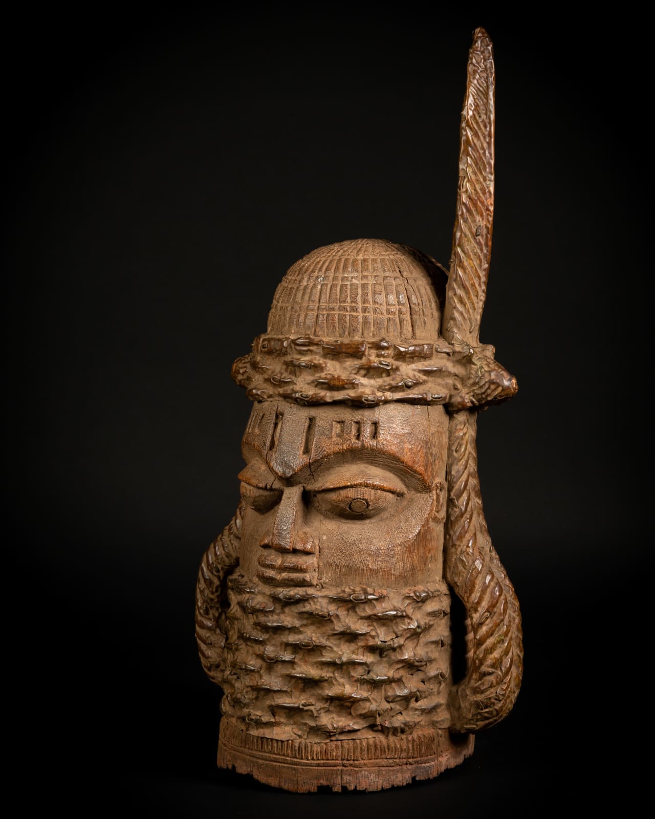 Benin Wooden Head , 19th - 20th century