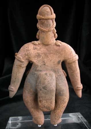 Tuxcacuesco-Ortices Style Colima Terracotta Sculpture of a Standing Man, 300 BCE - 300 CE