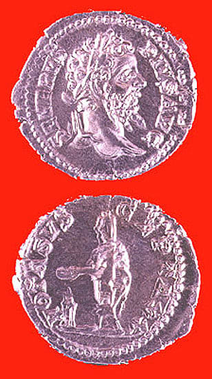 Silver Denarius of Emperor Septimius Severus, 198 CE - 211 CE