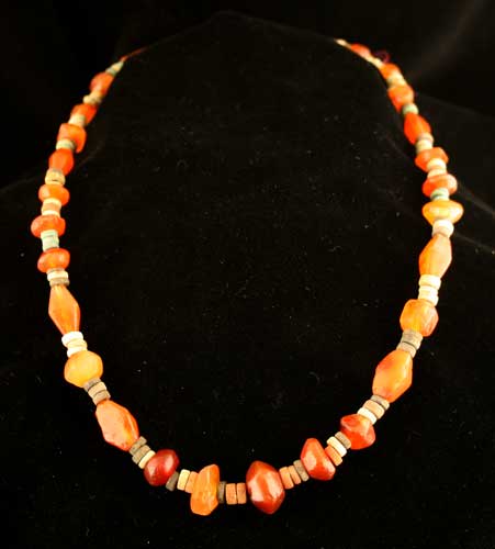 Roman Carnelian and Egyptian Faience Bead Necklace, 1600 BCE - 300 BCE