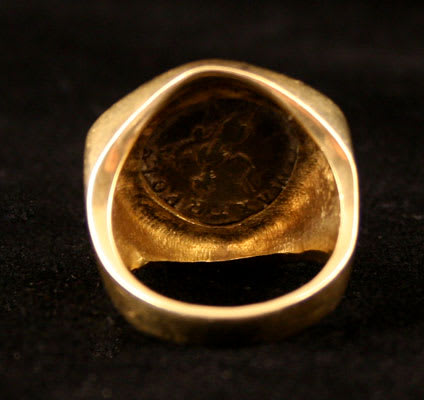 Gold Ring Featuring a Silver Denarius of the Emperor Trajan, 98 CE - 117 CE