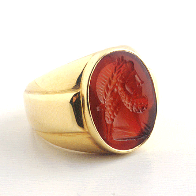 Red Carnelian Intaglio Depicting a Roman Emperor, 1700 CE - 1900 CE