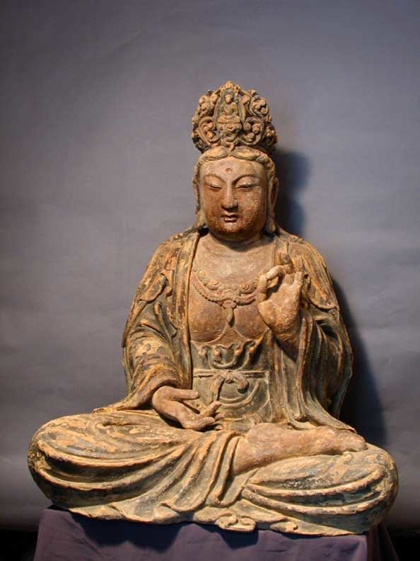 Wooden Sculpture of a seated Guanyin, 17th Century CE
