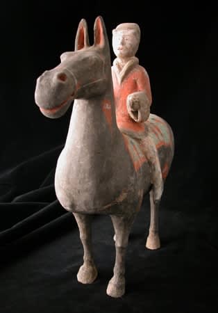 Han Polychrome Horse and Rider, 206 BCE - 220 CE