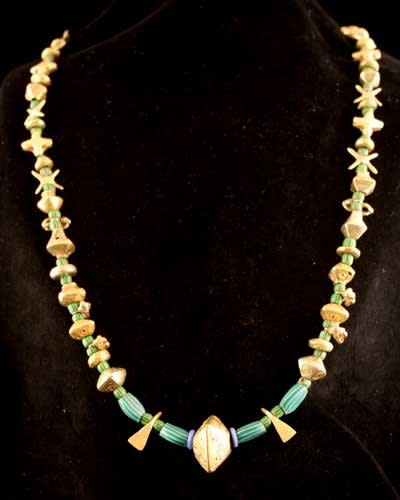 Akan Gold and Venetian Glass Trade Bead Necklace, 18th Century CE - 19th Century CE