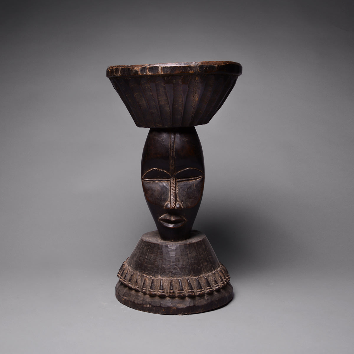 Dan Stool with Two Masks, 1850 CE - 1920 CE
