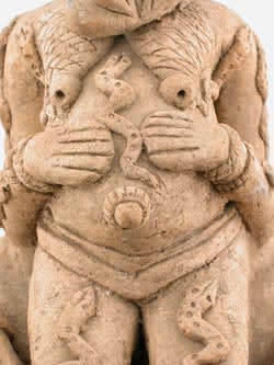Djenne Terracotta Sculpture of a Seated Pregnant Woman, 12th Century CE - 14th Century CE