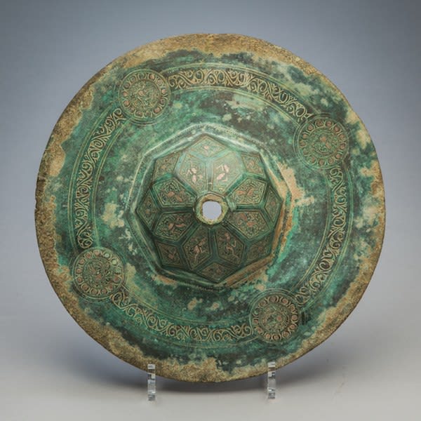 Pair of silver inlaid bronze lids (1), 11th Century CE - 12th Century CE