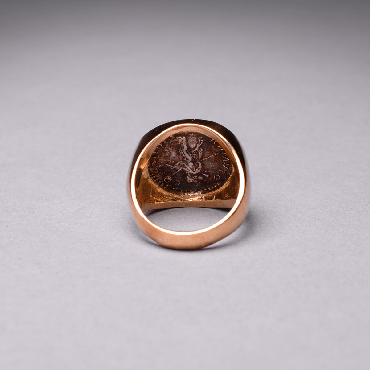 Gold Ring Featuring a Silver Denarius of Emperor Hadrian, 117 CE - 138 CE