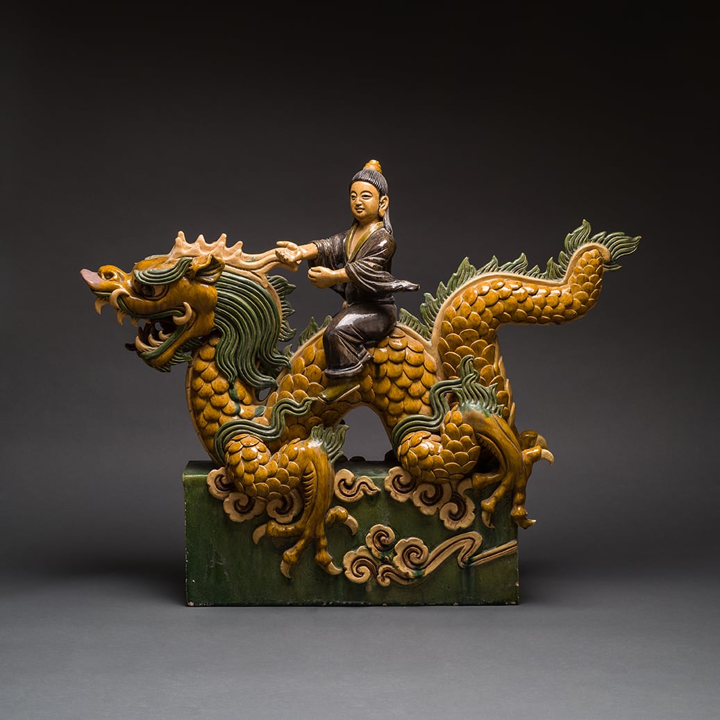 Ming Glazed Terracotta Depicting a Dragon and Rider, 1368 CE - 1644 CE