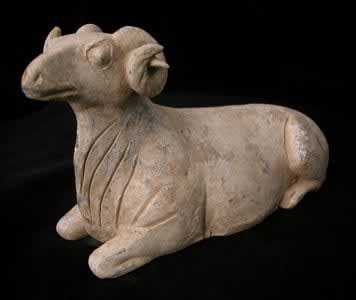 Tang Terracotta Sculpture of a Recumbent Ram, 618 CE - 906 CE