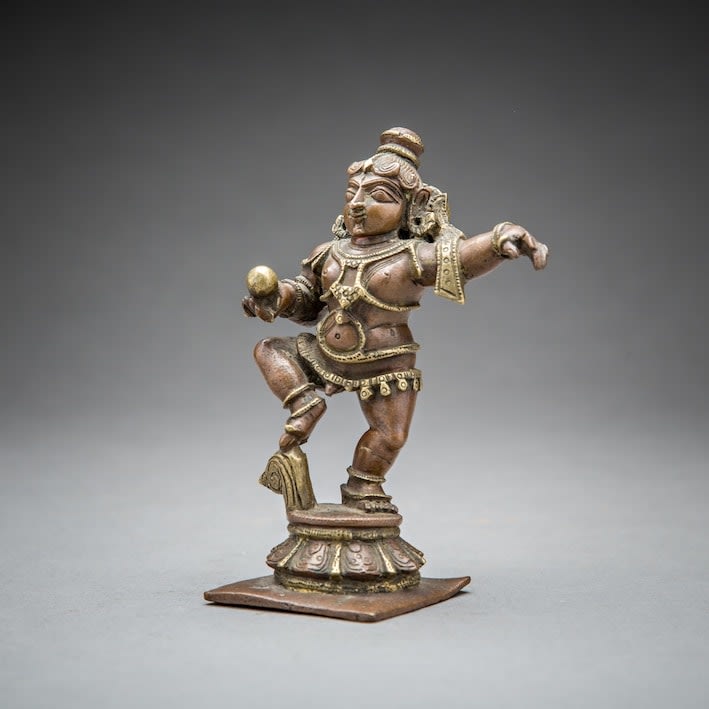 Dancing Krishna, holding a Butter Ball, 1850 CE - 1900 CE