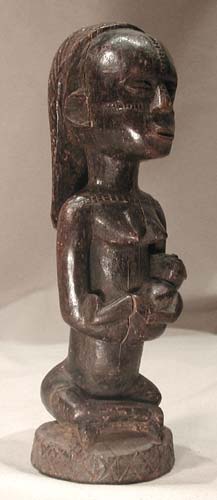 Tabwa Wooden Sculpture of a Mother and Child, 20th Century CE