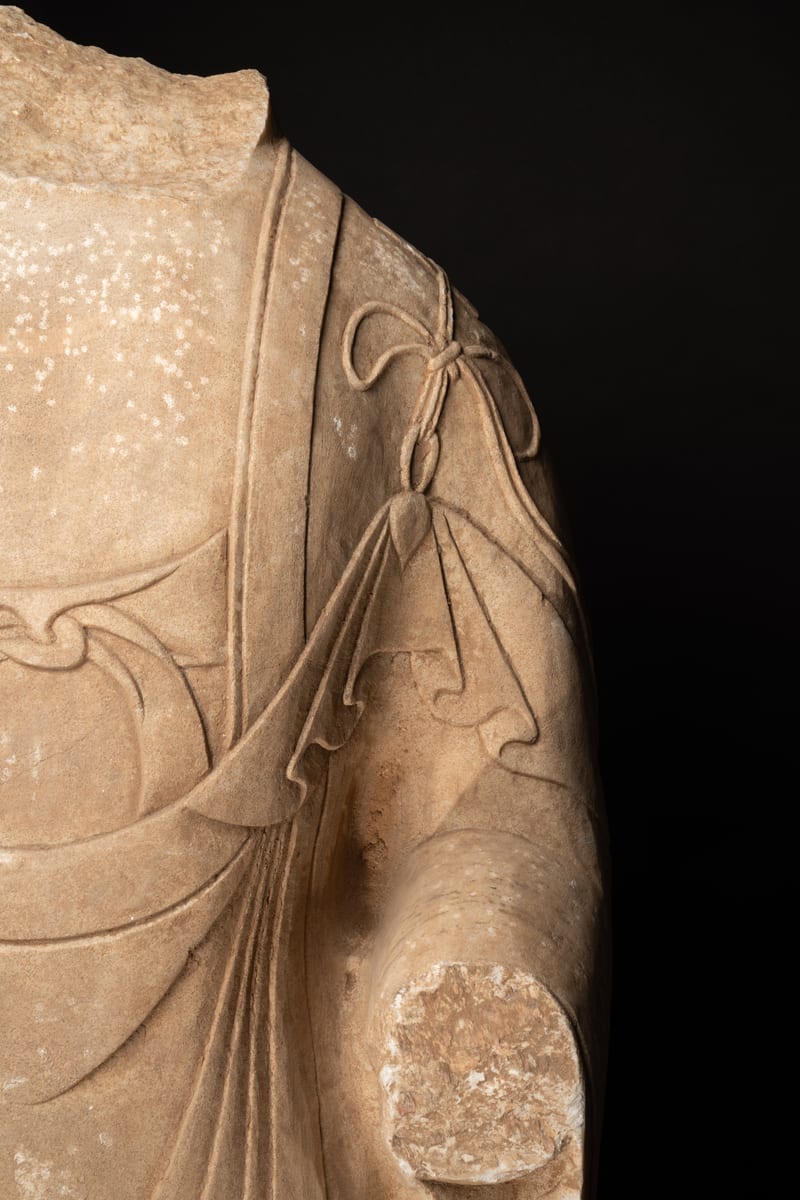 Tang Marble Torso of a Standing Buddha, 7th Century CE - 9th Century CE