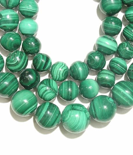 Necklace Composed Of Malachite Beads With A 14 Karat Gold Clasp