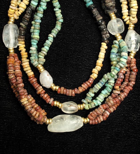 Necklace Of Egyptian Faience, Gold & Rock Beads, 600 BCE - 1100 CE