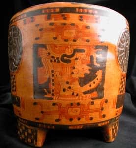 Babilonia Polychrome Cylindrical Tripod Vessel, 600 CE - 750 CE