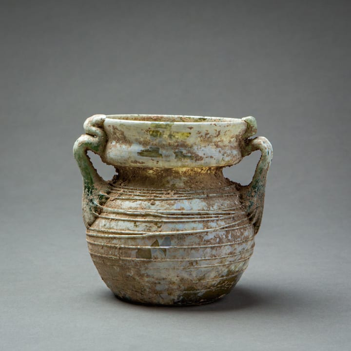 Roman Glass Jar with Two Handles, 100 CE - 600 CE