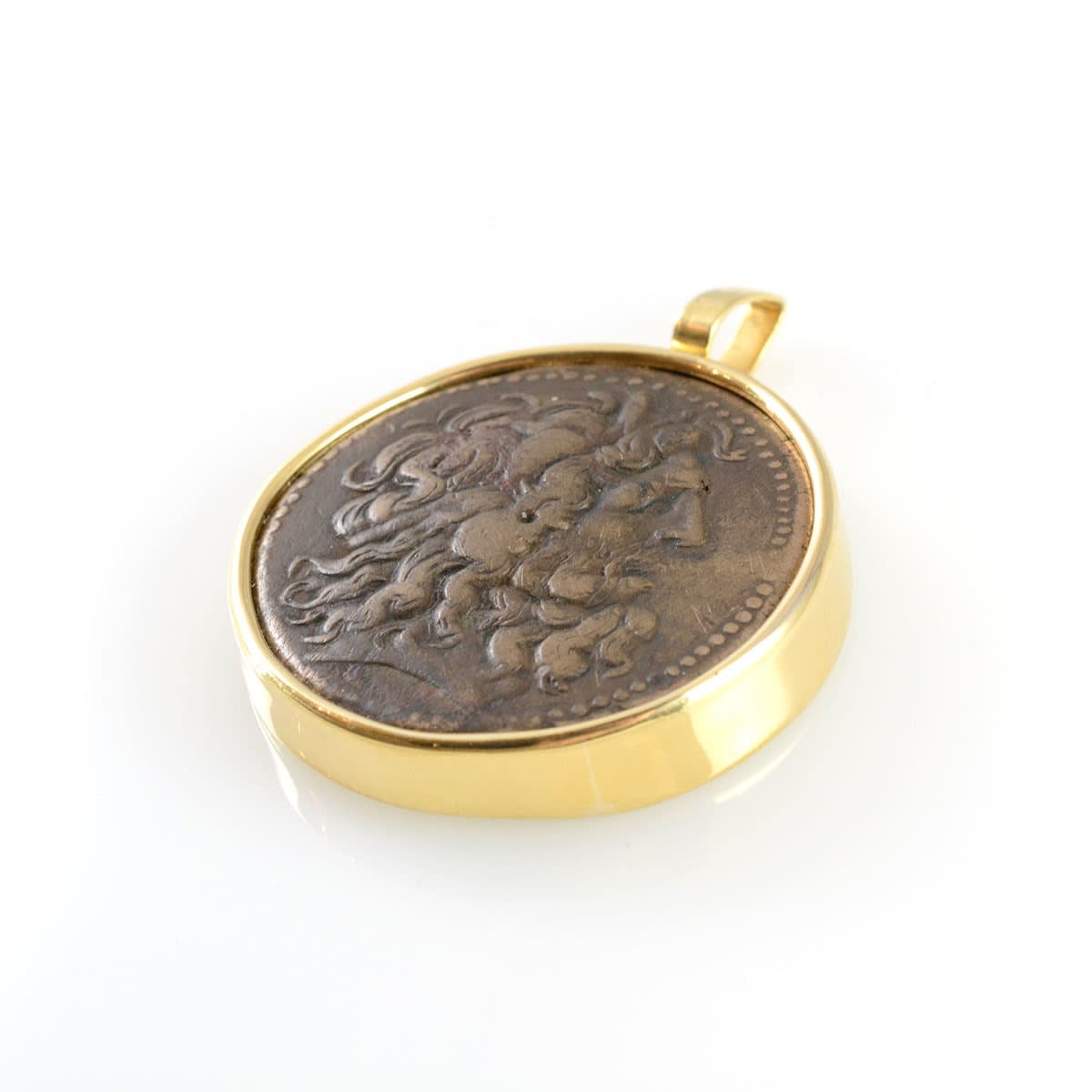 Gold Pendant Featuring a Bronze Coin of King Ptolemy III, 246 BCE - 221 BCE