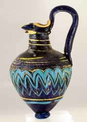 Dark Blue Glass Trefoil Oinochoe, 600 BCE - 300 CE