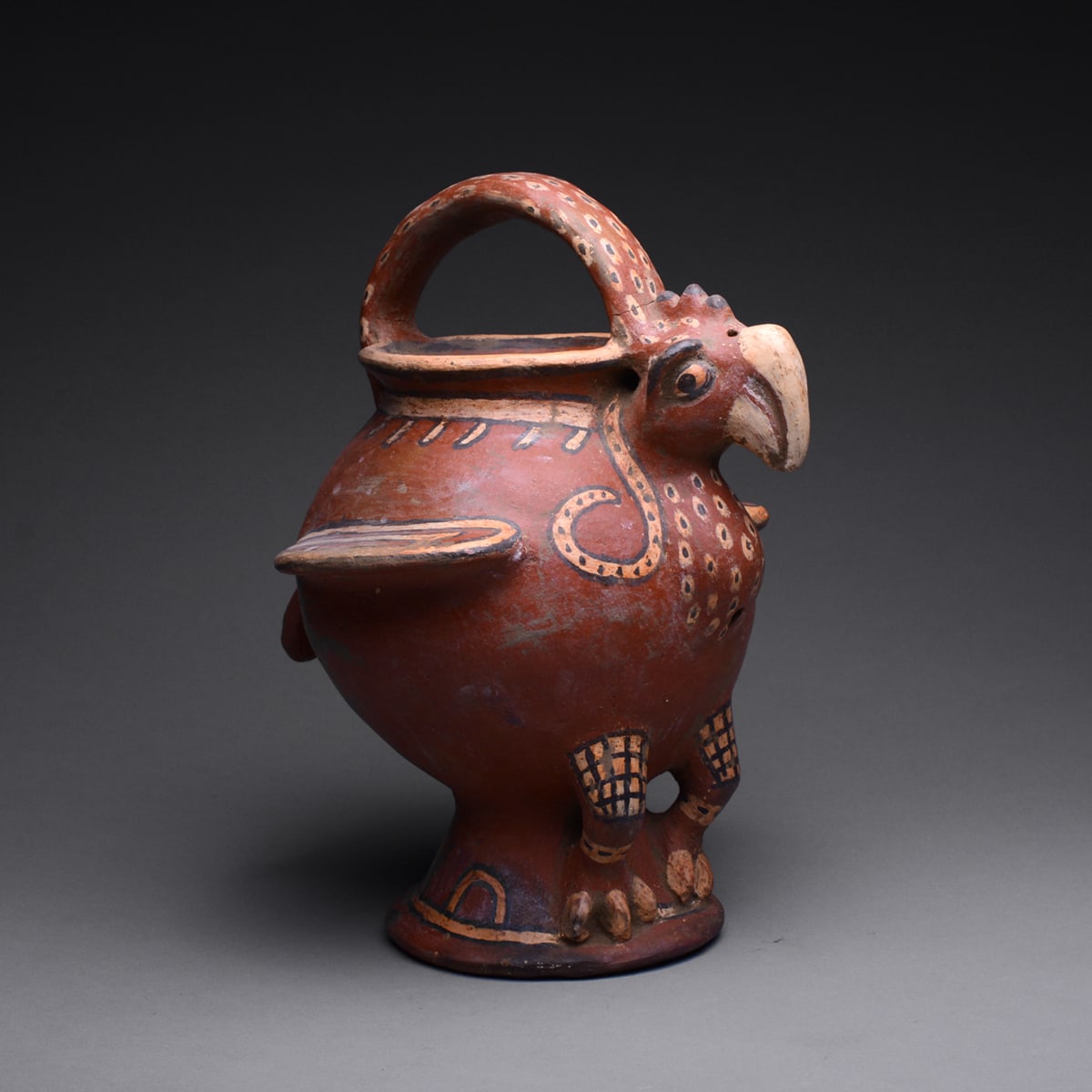 Polychrome Vessel in the Form of a Buzzard, 1100 CE - 1500 CE