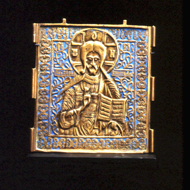 Section of an Enameled Brass Traveling Icon, 1750 CE - 1900 CE