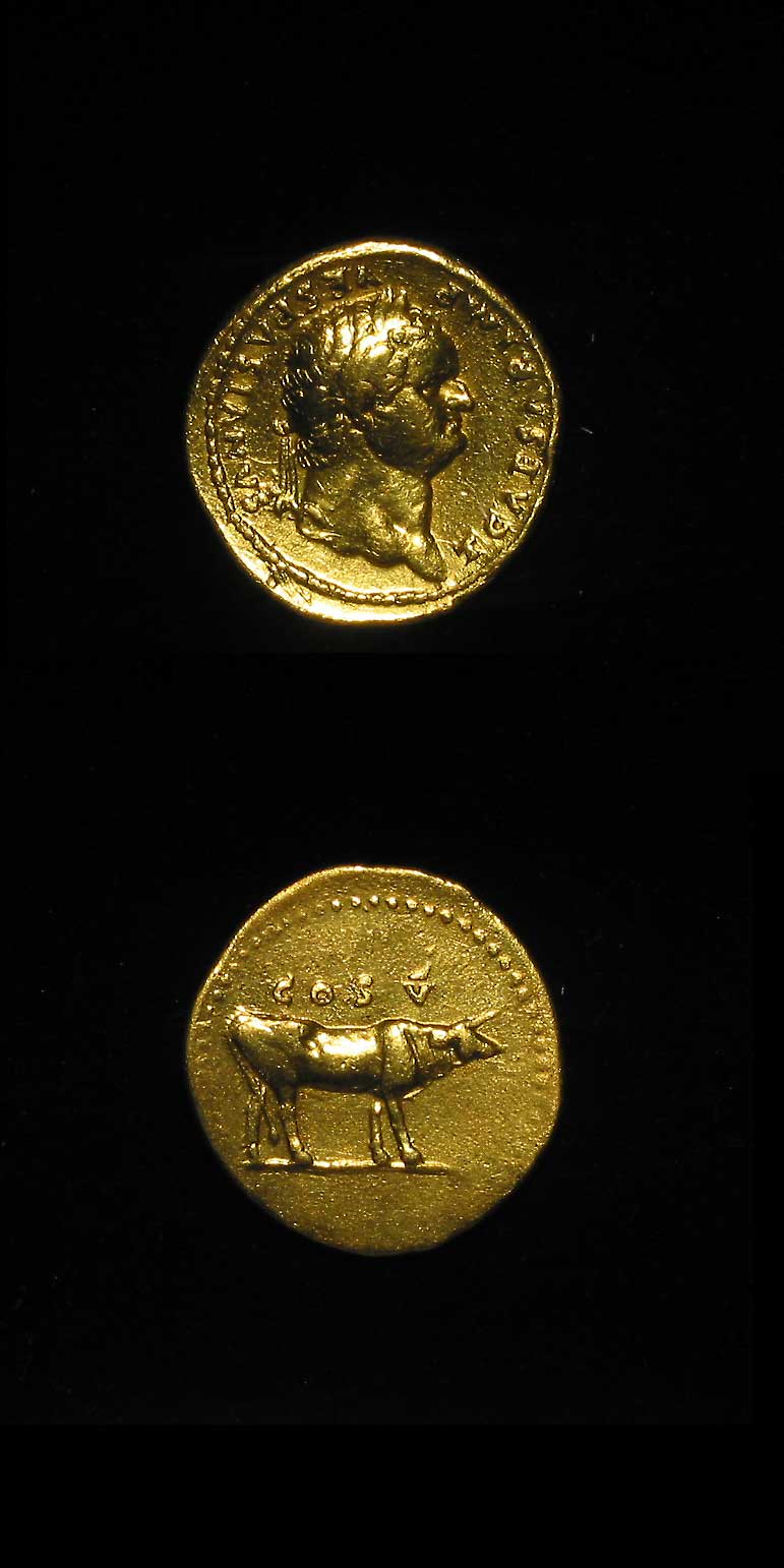Gold Aureus of Emperor Vespasian, 69 CE - 79 CE