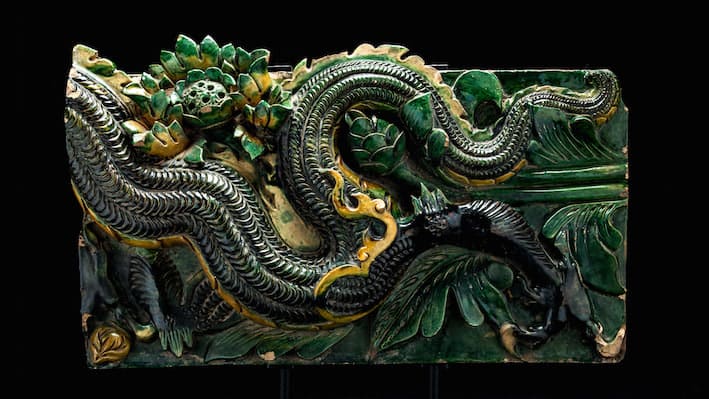Ming Dynasty Temple Wall-Tile, depicting a Dragon, AD 1368 - AD 1644