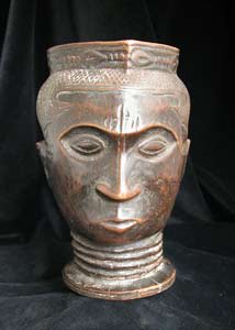 Kuba Cephalomorphic Palm Wine Cup, 19th Century CE - 20th Century CE