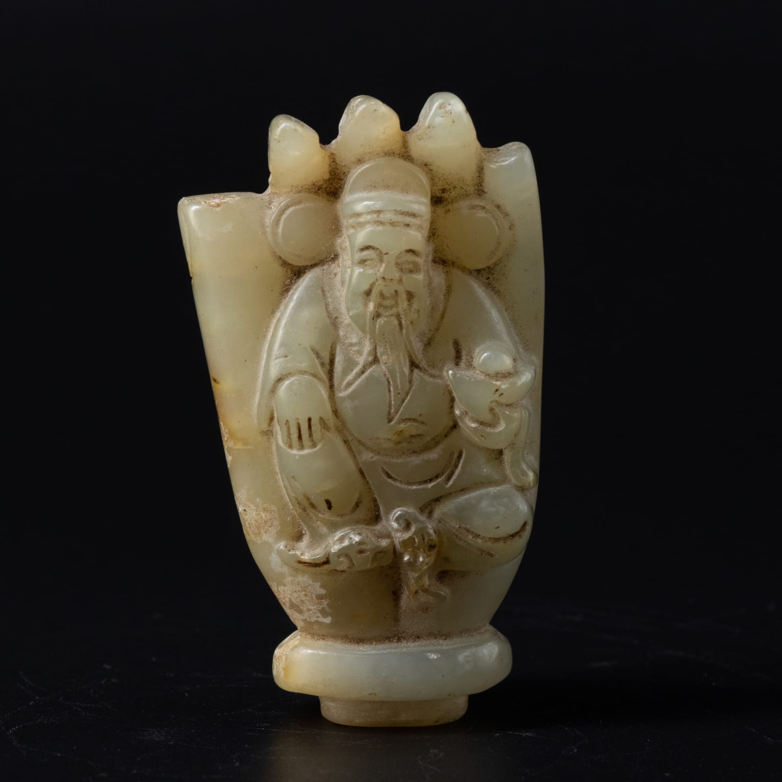 Celadon Jade Figure of Shoulao , 1644-1912 CE