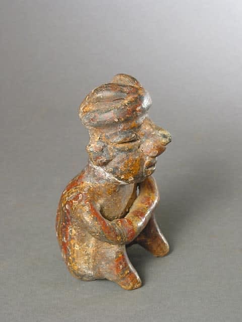 Ixtlán del Rio Style Nayarit Terracotta Sculpture of a Seated Man, 300 BCE - 300 CE