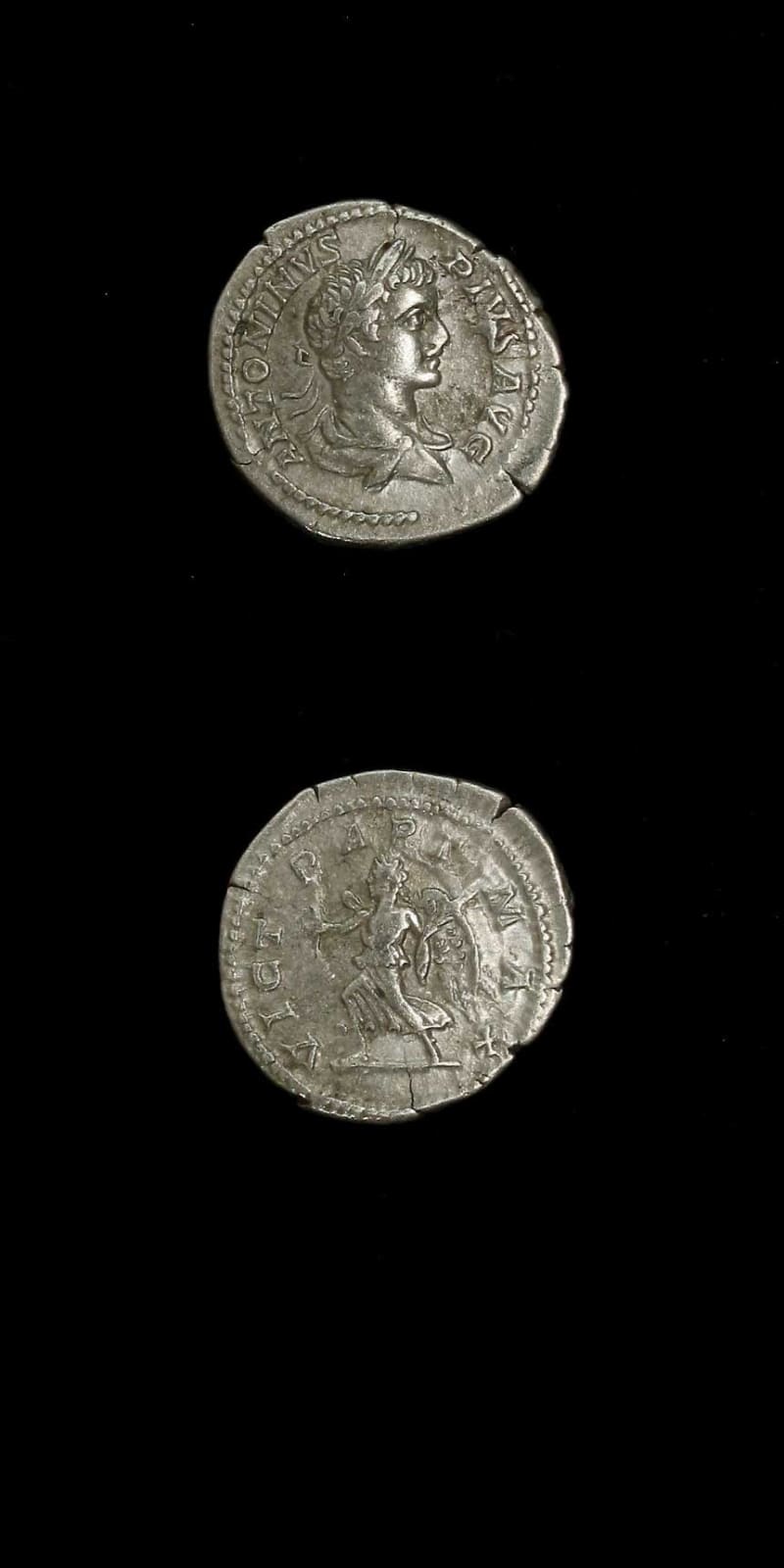 Silver Denarius of Emperor Caracalla, 200 CE - 210 CE