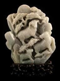 Lavender Jade Sculpture Depicting Sheep in a Landscape, 20th Century CE