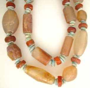 Carnelian, Agate, Diorite, Egyptian Faience Beads, 3300 BCE - 1200 BCE