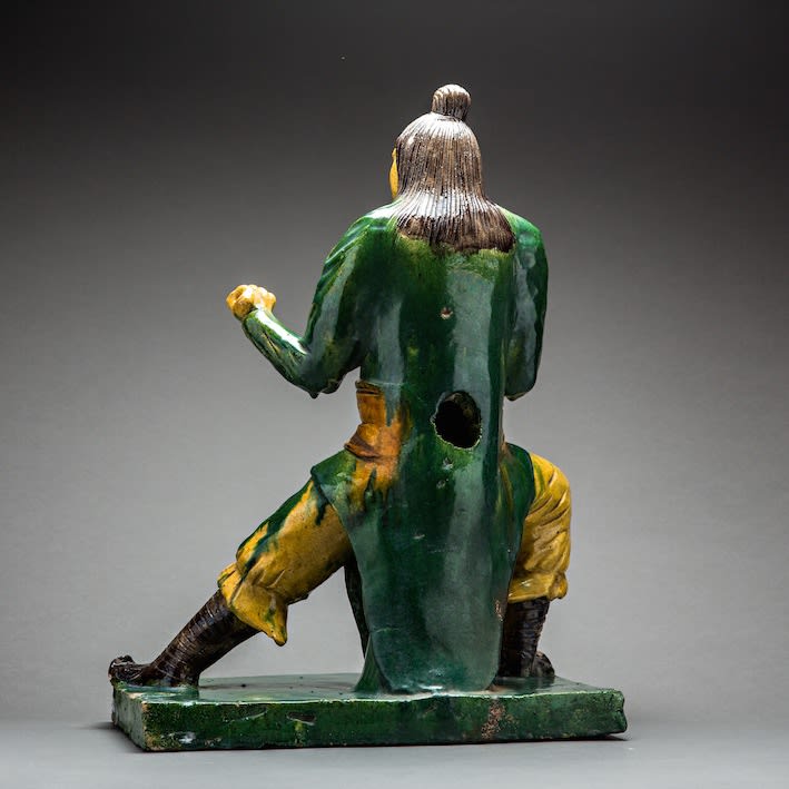 Ming Dynasty Sancai-Glazed Roof-Tiles, in the Form of a Warrior, AD 1368 - AD 1636