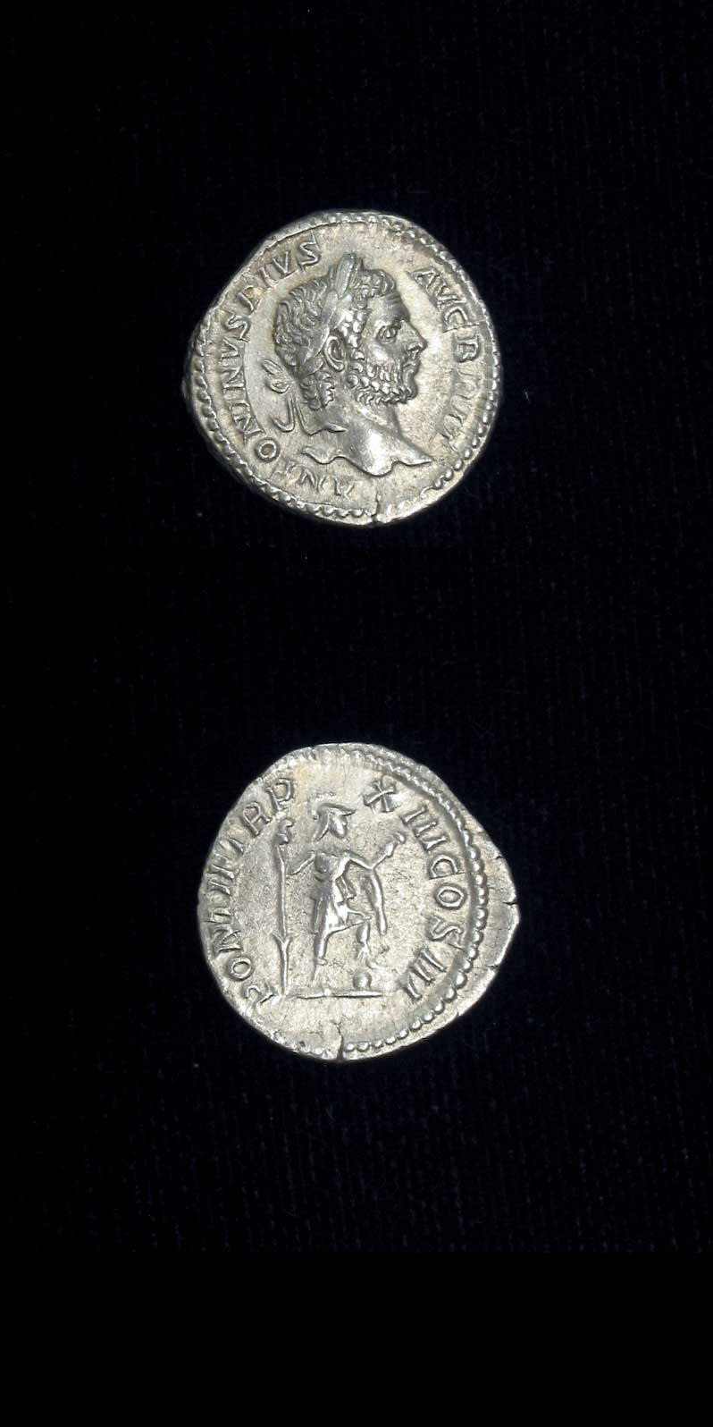 Silver Denarius of Emperor Caracalla, 210 CE - 213 CE