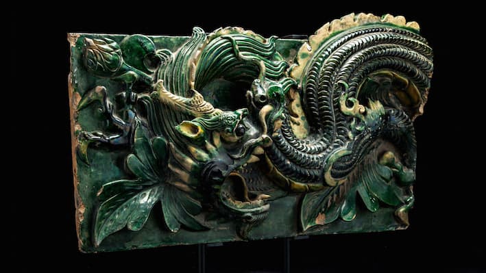 Ming Dynasty Temple Wall-Tile, depicting a Dragon, AD 1368 - AD 1644