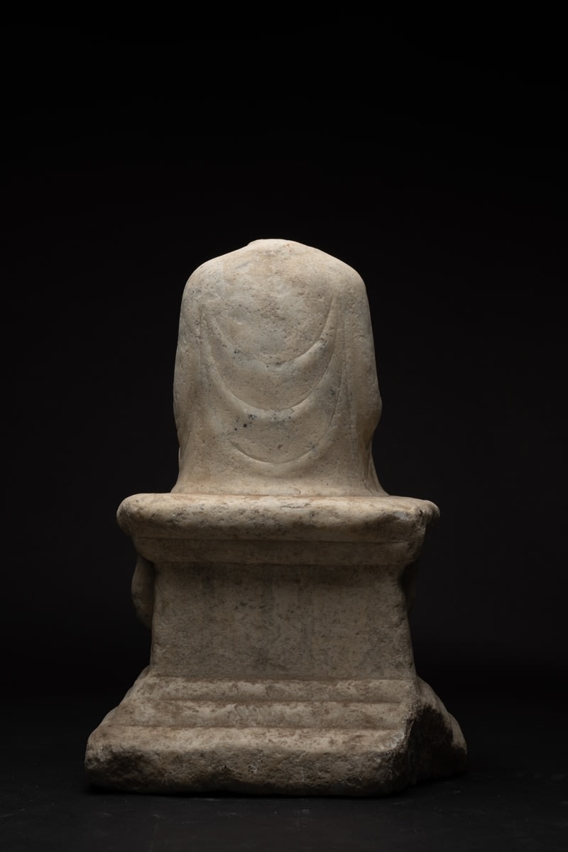 Tang Stone Sculpture of a Seated Buddha, 618 CE - 907 CE