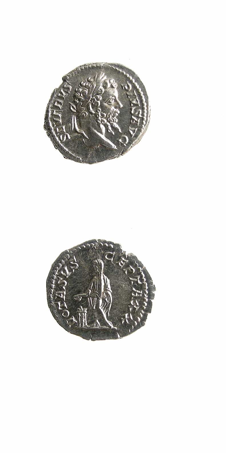 Silver Denarius of Emperor Septimius Severus, 198 CE - 211 CE