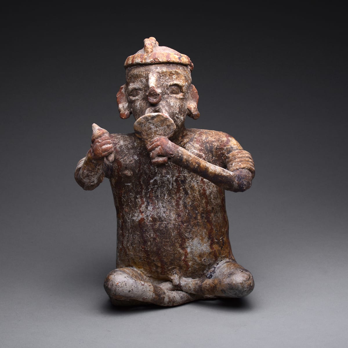 Ixtlán del Rio Style Nayarit Sculpture of a Seated Man, 300 BCE - 300 CE