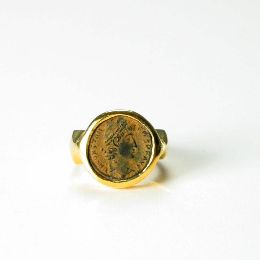 Roman Bronze Coin Ring of Emperor Constans, 337 CE