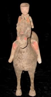 Han Polychrome Horse and Rider, 206 BCE - 220 CE