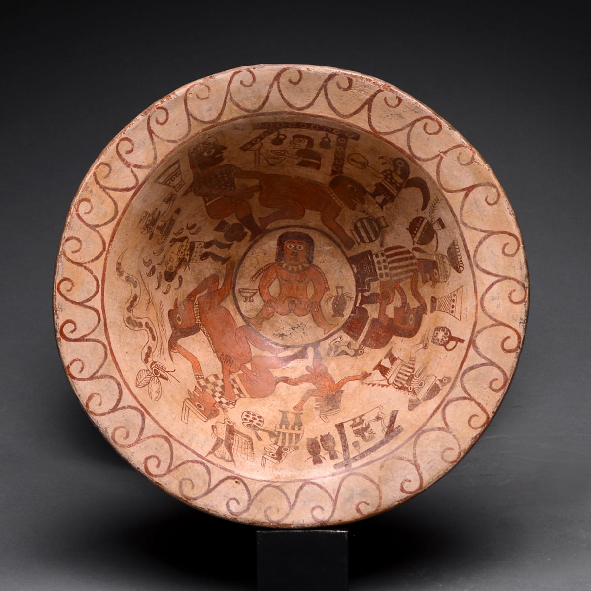 Moche Painted Terracotta Florero Vessel, 400 CE - 800 CE