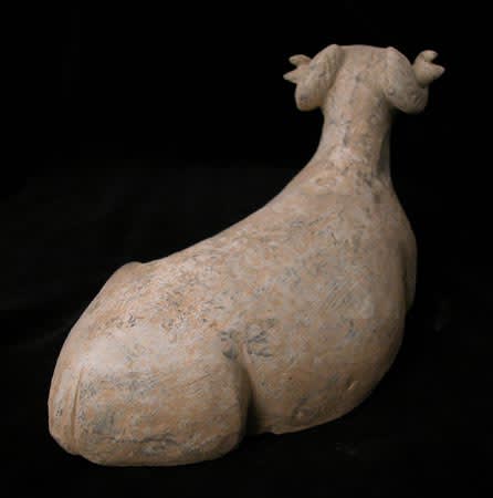 Tang Terracotta Sculpture of a Recumbent Ram, 618 CE - 906 CE