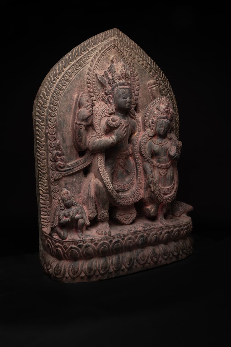 Stone Stele Depicting Vishnu and Lakshmi, 11th Century CE - 13th Century CE