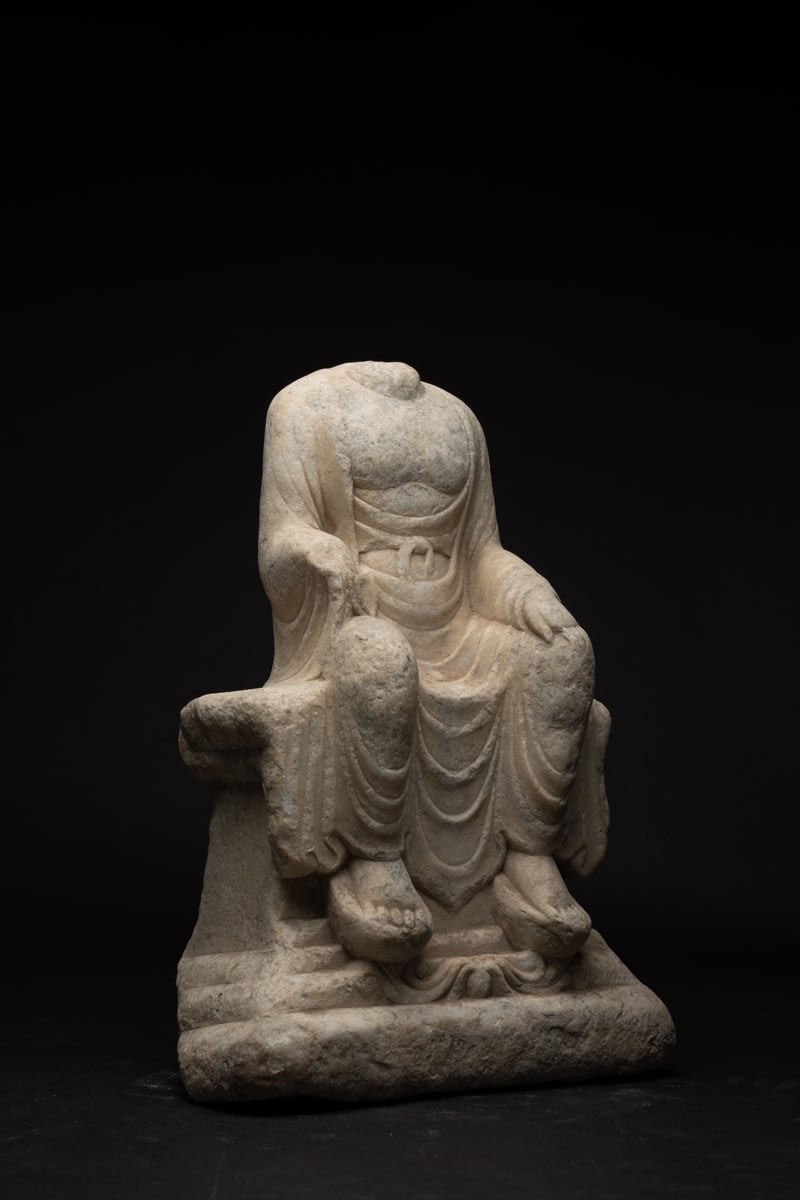 Tang Stone Sculpture of a Seated Buddha, 618 CE - 907 CE