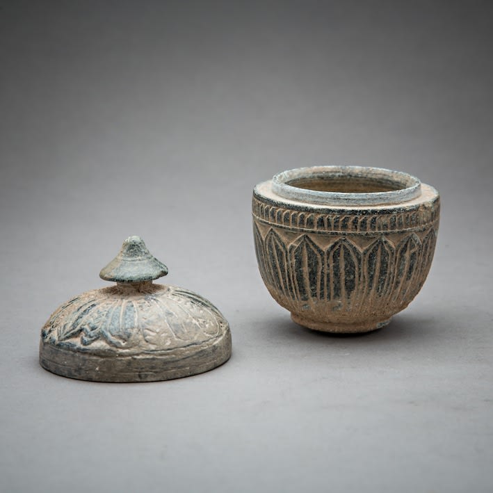 Gandharan period Buddhist green schist reliquary, 1st Century CE - 5th Century CE