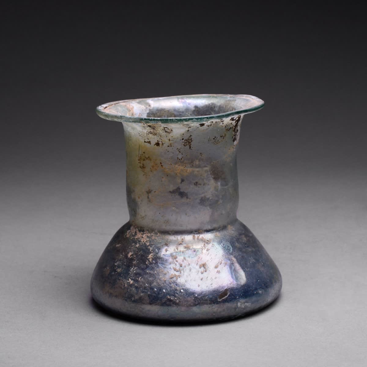 Roman Glass Candlestick Bottle (Jar), 2nd Century CE